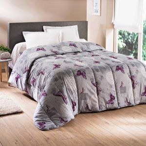 Couette Coton Imprimé Célestine 400 G/m² - Blancheporte - Couleur Gris - Taille Couette 1 personne : 140x200cm
