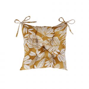 Galette De Chaise Carrée Imprimée - Blancheporte - Couleur Jaune - Taille Lot de 2 galettes de chaise : 40x40X7cm