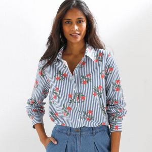 Chemise Imprim&eacute; Ray&eacute; Et Oiseaux - Blancheporte - Couleur Chemisier - Taille 46