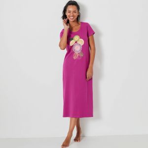 Chemise De Nuit Longue Manches Courtes Motif &laquo;rosaces &raquo; - Blancheporte - Couleur Chemise de nuit longue - Taille 58