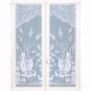 Vitrage Droit Motif Cygnes - Paire - Blancheporte - Couleur Vitrage - Taille Paire de rideaux : largeur 60 x hauteur 120cm