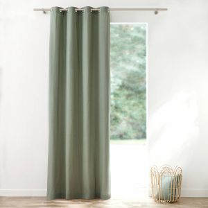 Rideau occultant bachette uni - Rideau : Largeur 135 X Hauteur 260cm - Vert - Colombine - Couleur Store et rideau occultant - Taille Rideau : largeur 135 x hauteur 260cm