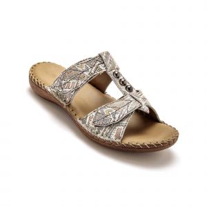 Sandales cuir ouverture totale - imprimées - 36 - Autres - Pédiconfort - Couleur Multicolore - Taille 36