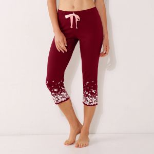Pantacourt Base Fleurie, Jersey Coton - Blancheporte - Couleur Bas de pyjama - Taille 42/44