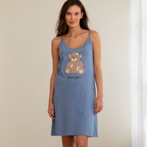 Nuisette Courte Motif Plac&eacute; Ourson - Blancheporte - Couleur Nuisette - Taille 42/44