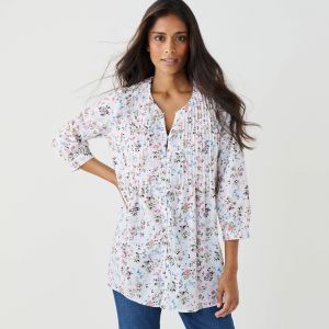 Tunique Boutonn&eacute;e &Agrave; Plis Imprim&eacute; Fleuri - Blancheporte - Couleur Tunique - Taille 38