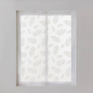 Vitrage Passe-tringle Motif Plumes - Blancheporte - Couleur Vitrage - Taille Paire rideaux  : largeur 60 x hauteur 90cm