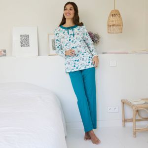Pyjama Femme Imprimé ''coeurs'' - Blancheporte - Couleur Vert - Taille 42/44