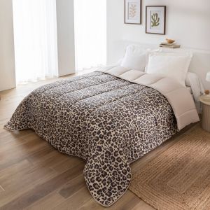 Couette Microfibre Imprimé Léopard 400 G/m² - Blancheporte - Couleur Beige - Taille Couette 2 personnes : 220x240cm
