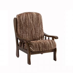 Housse Microfibre Bi-extensible Imprimé Vagues Spéciale Fauteuil Rustique - Blancheporte - Couleur Marron - Taille Housse fauteuil rustique