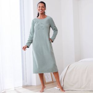 Chemise De Nuit Manches Longues En Micro Polaire` - Blancheporte - Couleur Chemise de nuit longue - Taille Taille Unique