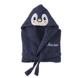 Peignoir De Bain Enfant Personnalisable Pingouin, &Agrave; Capuche - Colombine des petits - Couleur Peignoir - Taille Taille Unique