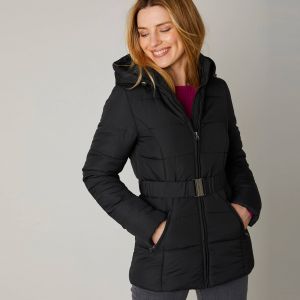 Doudoune courte ceintur&eacute;e - 44 - Noir - Colors&co - Couleur Doudoune - Taille 44