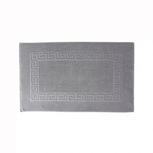 Tapis De Bain Éponge Liteau Motif Frise Grecque - Blancheporte - Couleur Gris - Taille Contour : 50x40cm