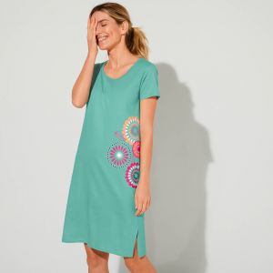 Chemise De Nuit Courte Imprim&eacute; Rosaces - Blancheporte - Couleur Chemise de nuit courte - Taille 54