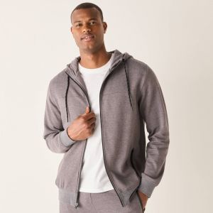 Sweat Zipp&eacute; &Agrave; Capuche Molleton Gratt&eacute; D&eacute;tails Contrast&eacute;s - Blancheporte - Couleur Sweat - Taille XL