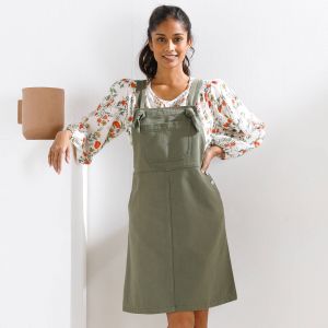 Robe Salopette &Eacute;vas&eacute;e, Bretelles &Agrave; Nouer - Blancheporte - Couleur Robe courte - Taille 36