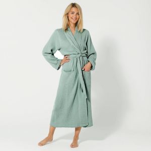 Peignoir uni en triple gaze de coton  - 50/52 - Vert - Colombine - Couleur Peignoir - Taille 50/52