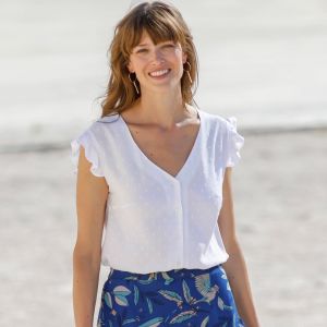 Chemisier Boutonn&eacute; Plumetis, Col V - Blancheporte - Couleur Chemisier - Taille 36