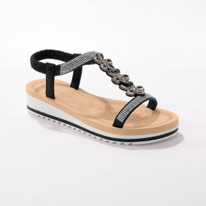 Sandales-bijou Talon Compensée - Blancheporte - Couleur Noir - Taille 41