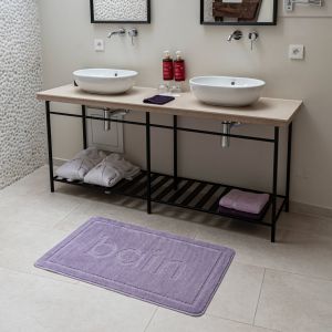 Tapis De Bain Motif ''bain'' - Blancheporte - Couleur Violet - Taille Tapis de bain : 50x80cm