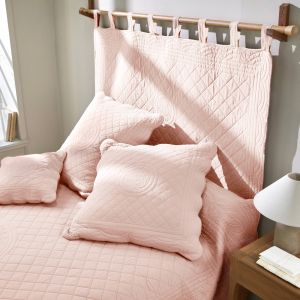 Tête de lit unie coton style boutis Cassandre - Tête De Lit : 80x140cm - Rose - Colombine - Couleur Rose - Taille Tête de lit : 80x140cm