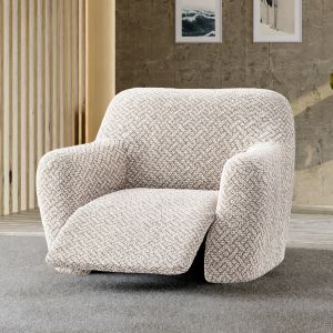 Housse Bi-extensible Microfibre Gaufrée Graphique Spéciale Relax - Blancheporte - Couleur Beige - Taille Housse fauteuil relax