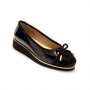 Ballerine compensée largeur confort en cuir verni - noir - 36 - Noir - Pédiconfort - Couleur Noir - Taille 36