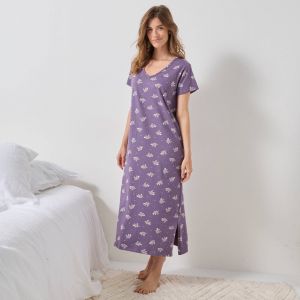 Chemise De Nuit Longue Manches Courtes Imprim&eacute;e ''moutons'' - Blancheporte - Couleur Chemise de nuit longue - Taille 54