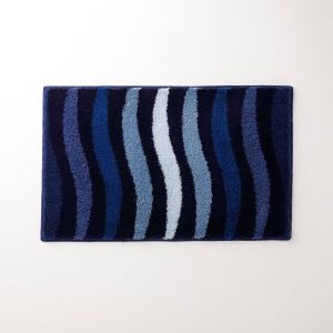 Tapis De Bain Zèbre Très Moelleux - Blancheporte - Couleur Bleu - Taille Contour : 50x40cm