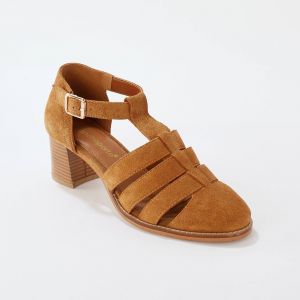 Sandales En Cuir À Talon - Blancheporte - Couleur Beige - Taille 39