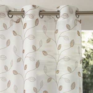 Panneau Voilage Motif Petites Feuilles - Finition Oeillets - Blancheporte - Couleur Voilage - Taille Panneau : largeur 140 x hauteur 260cm