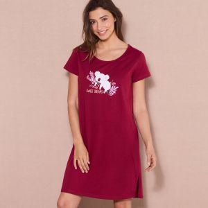 Chemise De Nuit Courte À Manches Courtes, Imprimé Koala - Blancheporte - Couleur Nuisette - Taille 42/44