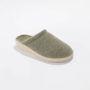 Chaussons Mules Compensées Éponge Largeur Confort - Blancheporte - Couleur Kaki - Taille 44