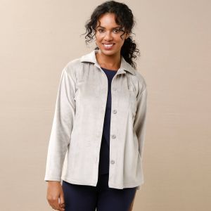 Veste De Pyjama Boutonn&eacute;e, En Velours Gratt&eacute; - Blancheporte - Couleur Peignoir et robe de chambre - Taille 46/48