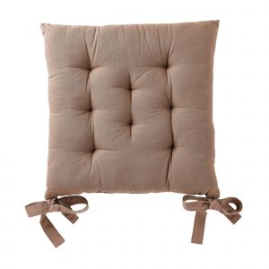 Galette De Chaise Carrée Unie Coton Bachette - Lot De 2 - Colombine - Couleur Taupe - Taille Taille Unique