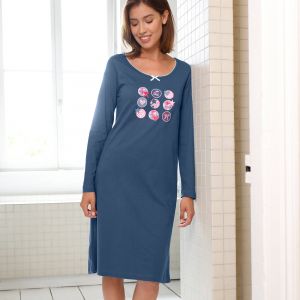 Chemise De Nuit Longue - Imprim&eacute; Fantaisie - Blancheporte - Couleur Chemise de nuit longue - Taille 38/40