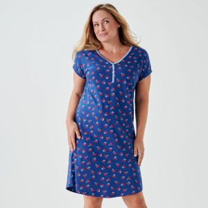 Chemise De Nuit Courte Imprim&eacute; ''cerises'' Manches Courtes - Blancheporte - Couleur Chemise de nuit courte - Taille 54