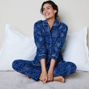Pyjama Pilou Imprimé ''étoiles'' - Blancheporte - Couleur Bleu - Taille 52