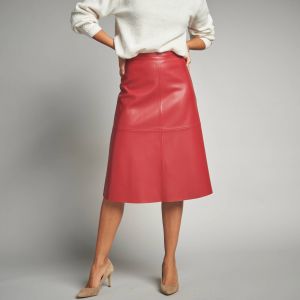Jupe Évasée Mi Longue, Aspect Enduit - Blancheporte - Couleur Rouge - Taille Taille Unique