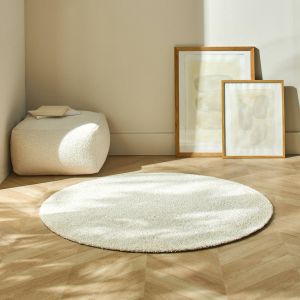 Tapis Douceur Et Confort - Blancheporte - Couleur Écru - Taille Tapis rond : diamètre 80cm