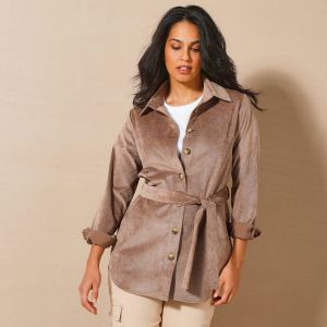 Liquette Ceintur&eacute;e En Velours - Blancheporte - Couleur Tunique - Taille 42