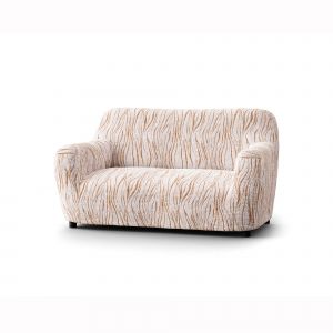 Housse Bi-extensible Microfibre Imprimé Vagues Pour Fauteuil Et Canapé - Blancheporte - Couleur Beige - Taille Housse fauteuil 1 place