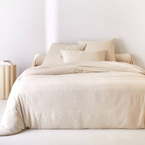 Linge de lit uni en bambou et en lin** - Drap-housse 2 Personnesonnes : 160x200cm - &Eacute;cru - Colombine - Taille Drap-housse 2 personnes : 160x200cm