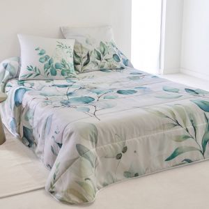 Couvre-lit Matelassé Elyse Imprimé Fleurs - Blancheporte - Couleur Bleu - Taille Couvre lit : 230x250cm