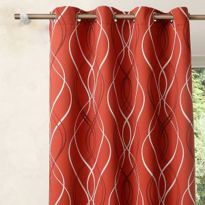 Rideau occultant imprim&eacute; serpentins - Rideau : Largeur 140 X Hauteur 180cm - Orange - Colombine - Couleur Store et rideau occultant - Taille Rideau : largeur 140 x hauteur 180cm