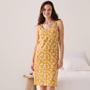 Nuisette Imprim&eacute;e Tropical Avec Bretelles Fronc&eacute;es - Blancheporte - Couleur Nuisette - Taille 54