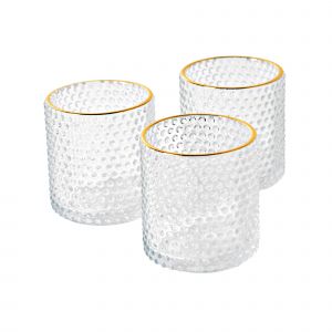 Photophore Verre Liser&eacute; Dor&eacute; - Lot De 3 - Blancheporte - Couleur Photophore - Taille Taille Unique