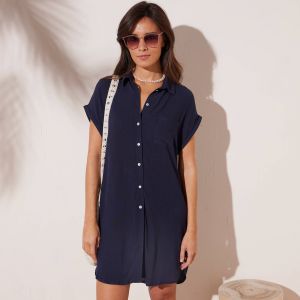 Robe De Plage Unie, Cr&eacute;pon - Blancheporte - Couleur Robe courte - Taille 44