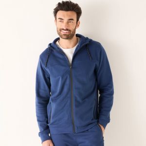 Sweat Zipp&eacute; &Agrave; Capuche Molleton Gratt&eacute; D&eacute;tails Contrast&eacute;s - Blancheporte - Couleur Sweat - Taille L